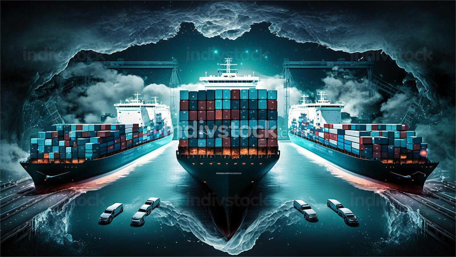 Logistics warehouse with containers ready for UAE delivery