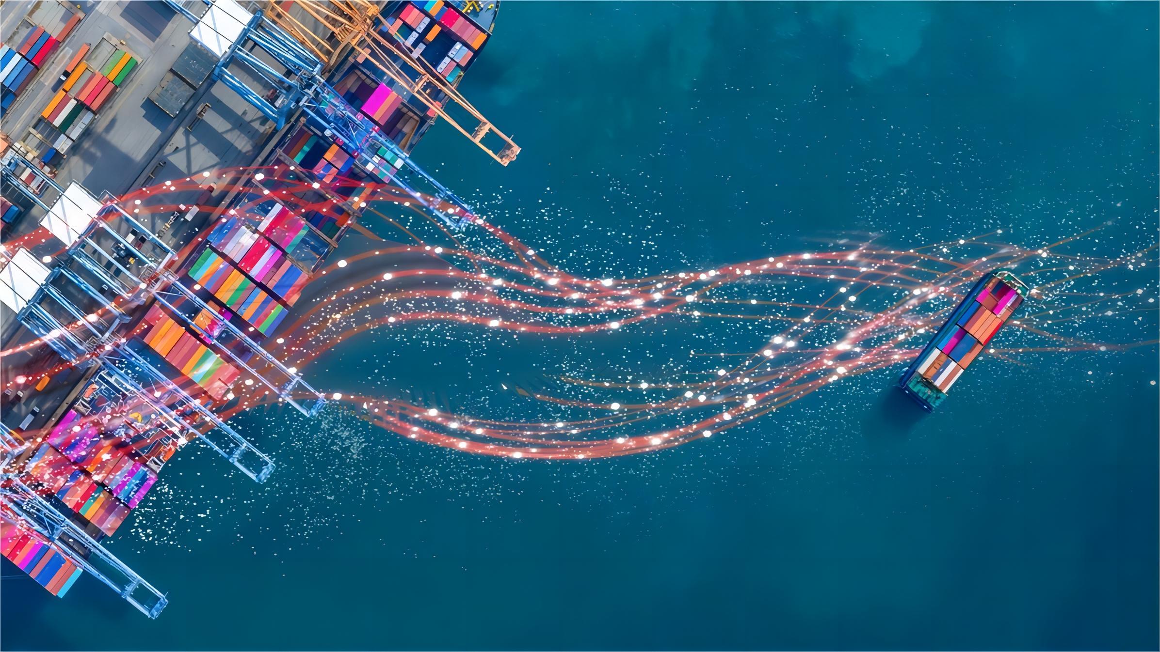 Cargo ship transporting containers for China to Australia shipping international