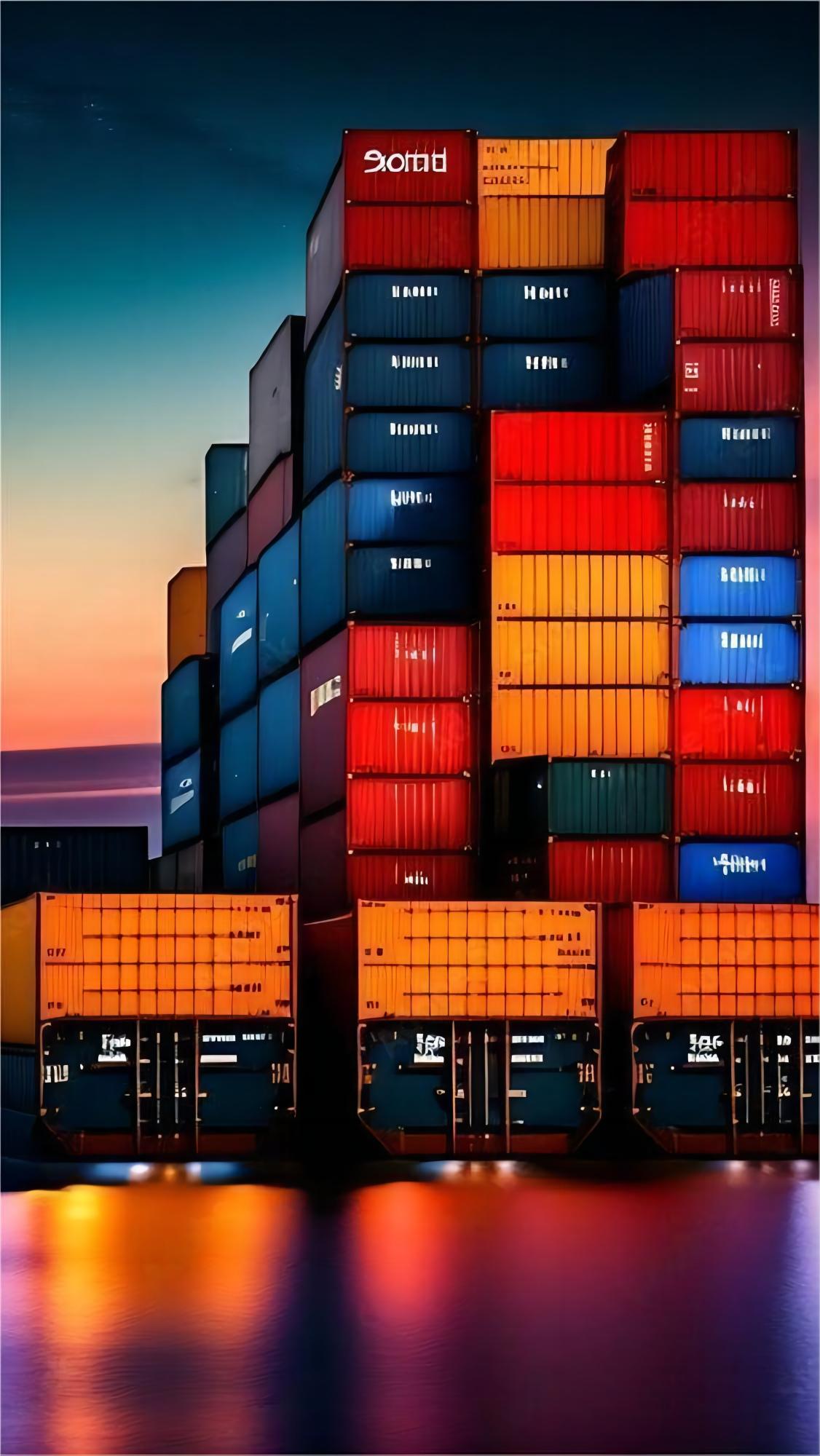 Logistics workers managing sea freight cargo in a warehouse