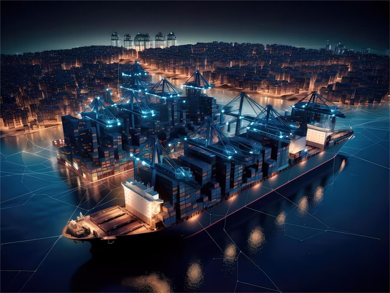 Global cargo shipping logistics hub in China