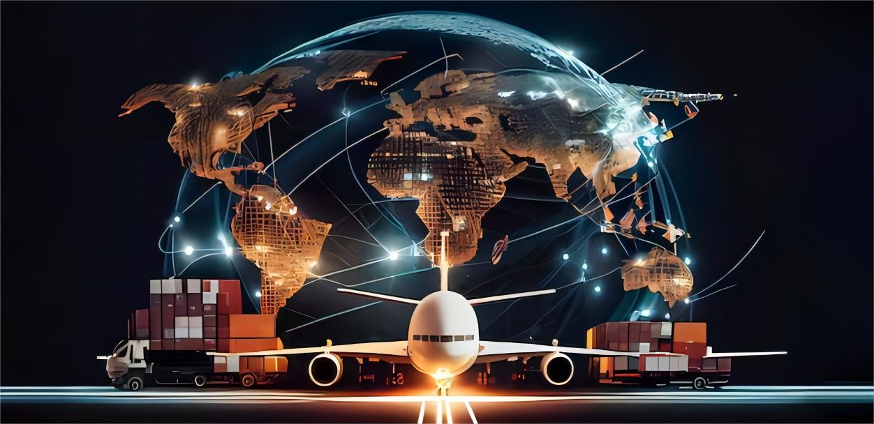 Air freight cargo loading at an international airport