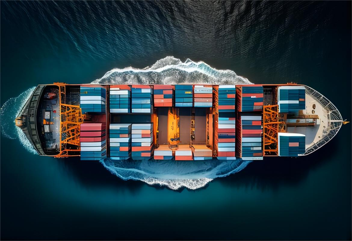 Container ship at sea