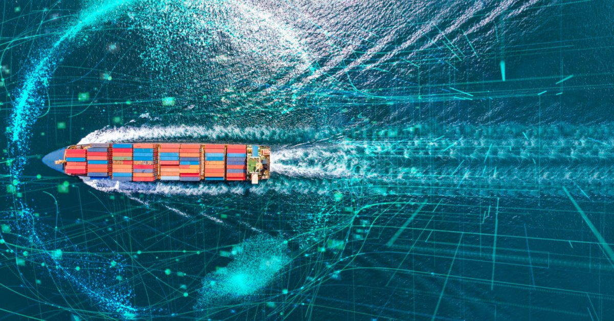 Cargo ship loaded with containers at a Chinese port